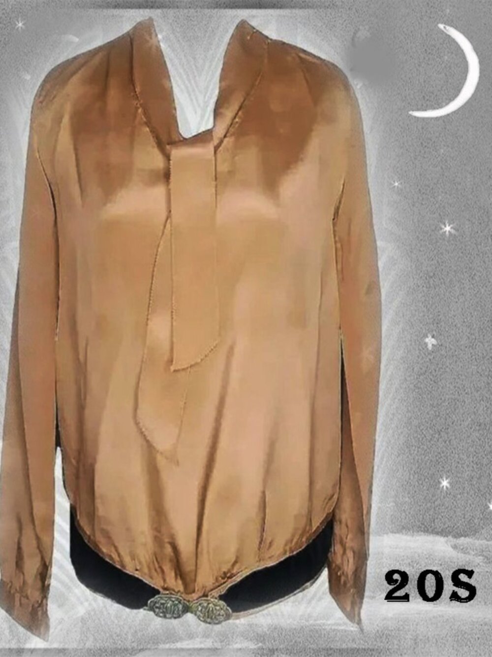 20s Silk Blouse, Drop Waist Curated Real 1920s - Buckle Marked Germany